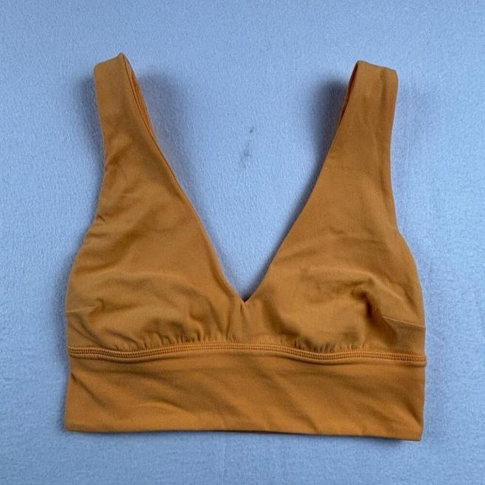Lululemon Orange V-Neck Longline Sports Bra Women’s Size 4 Yoga
